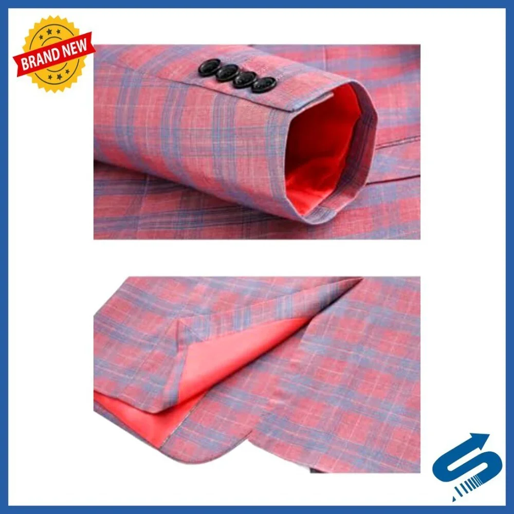 Men's Lightweight Plaid Sport Coat Blazer Suit Jacket Summer Casual